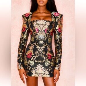 House of CB Mona Jacquard Boned Bustier Dress - Size Small